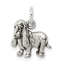 Sterling Silver Antiqued Basset Hound Charm view 1