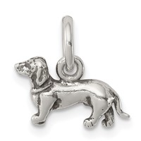 Sterling Silver Antiqued Dog Charm view 1