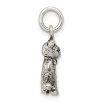 Sterling Silver Antiqued Cat Charm view 2