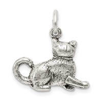 Sterling Silver Antiqued Cat Charm view 4
