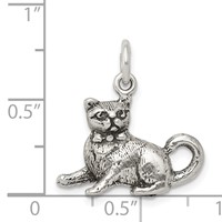 Sterling Silver Antiqued Cat Charm view 3