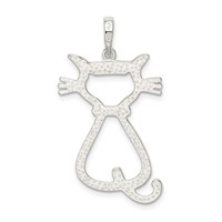 Sterling Silver Polished Cat Pendant view 4