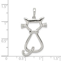 Sterling Silver Polished Cat Pendant view 3