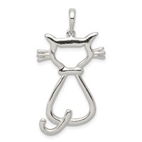 Sterling Silver Polished Cat Pendant view 1