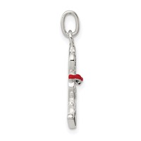 Sterling Silver Black Enameled Cat Charm with Red Collar view 2