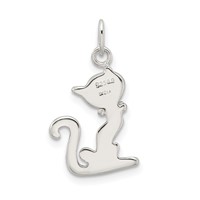 Sterling Silver Black Enameled Cat Charm with Red Collar view 3