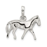 Sterling Silver Polished Horse Pendant view 3