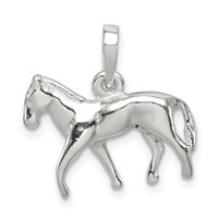 Sterling Silver Polished Horse Pendant view 1