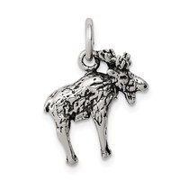 Sterling Silver Antiqued Moose Charm view 1