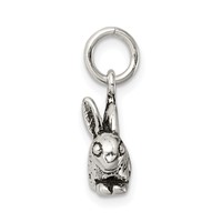 Sterling Silver Antiqued Rabbit Charm view 2