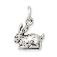 Sterling Silver Antiqued Rabbit Charm view 1