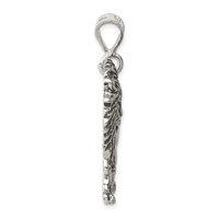 Sterling Silver Antiqued Polished Large Lion Pendant view 2