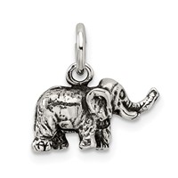 Sterling Silver Antiqued Elephant Charm view 3