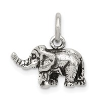 Sterling Silver Antiqued Elephant Charm view 1