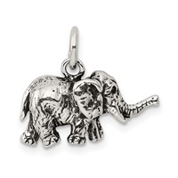 Sterling Silver Antiqued Elephant Charm view 3