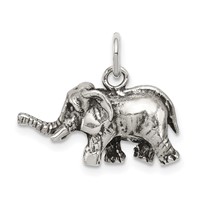 Sterling Silver Antiqued Elephant Charm view 1