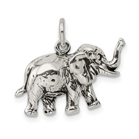 Sterling Silver Antiqued Elephant Charm view 3
