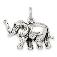 Sterling Silver Antiqued Elephant Charm view 1