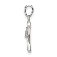 Sterling Silver Rhodium-plated Angel Pendant with CZ Wings view 2