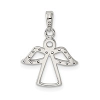 Sterling Silver Rhodium-plated Angel Pendant with CZ Wings view 3