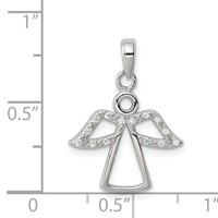 Sterling Silver Rhodium-plated Angel Pendant with CZ Wings view 4