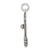 Sterling Silver Antiqued Tennis Racquet Charm view 2