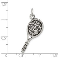 Sterling Silver Antiqued Tennis Racquet Charm view 3