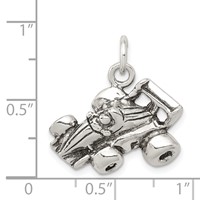 Sterling Silver Antiqued Go Kart Racer Charm view 3