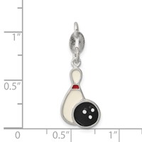 Sterling Silver Polished Enamel Bowling Charm view 3