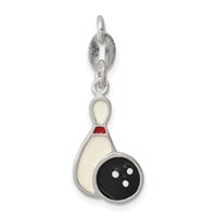 Sterling Silver Polished Enamel Bowling Charm view 1
