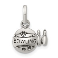 Sterling Silver Antiqued Bowling Ball and Pins Charm view 1