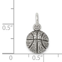 Sterling Silver Antiqued Basketball Charm view 3
