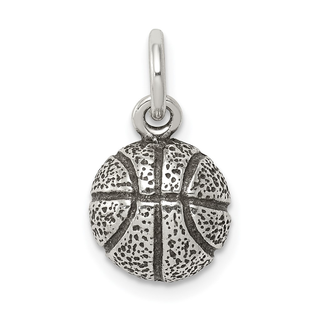 Sterling Silver Antiqued Basketball Charm
