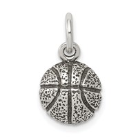 Sterling Silver Antiqued Basketball Charm view 1