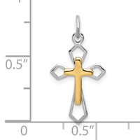 Sterling Silver Platinum-plated & Vermeil Cross Pendant view 3