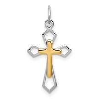 Sterling Silver Platinum-plated & Vermeil Cross Pendant view 1