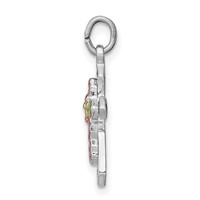 Sterling Silver Platinum-plated Polished Epoxy & Gold-plated Cross Pendant view 2