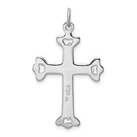 Sterling Silver Platinum-plated Polished Vermeil Budded Cross Pendant view 4