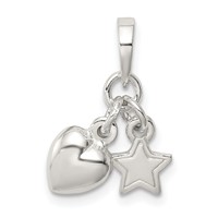 Sterling Silver Heart and Star Pendant view 4