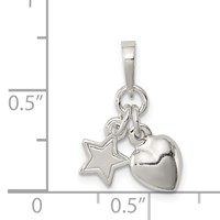 Sterling Silver Heart and Star Pendant view 3