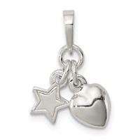 Sterling Silver Heart and Star Pendant view 1