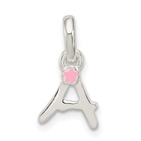 Sterling Silver Letter a with Enamel Pendant view 1