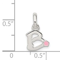 Sterling Silver Letter B Pendant with Enamel view 3