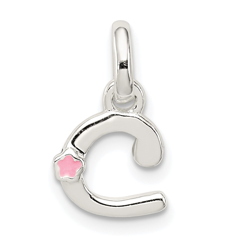 Sterling Silver Letter C Pendant with Enamel