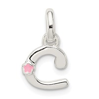 Sterling Silver Letter C Pendant with Enamel view 1