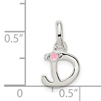 Sterling Silver Letter D Pendant with Enamel view 3