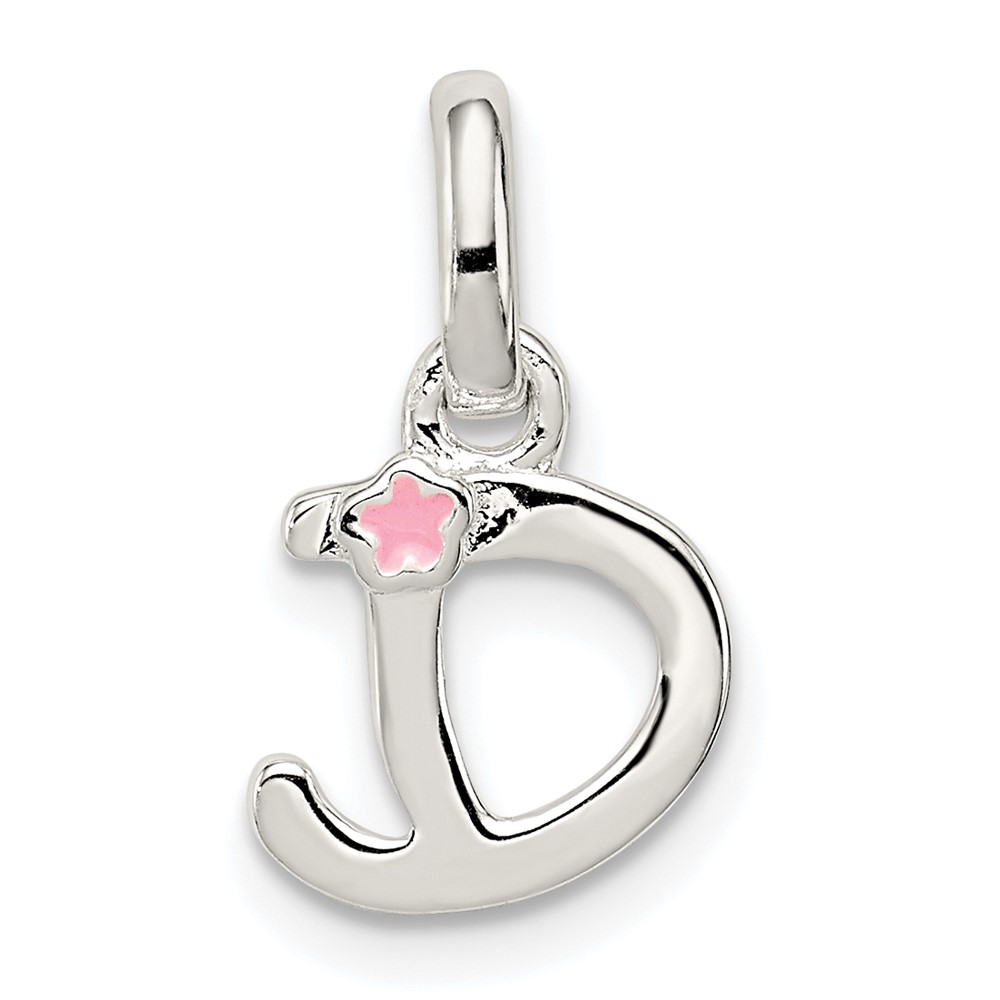 Sterling Silver Letter D Pendant with Enamel