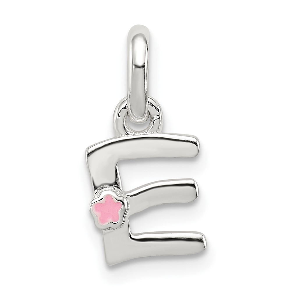 Sterling Silver Letter E Pendant with Enamel