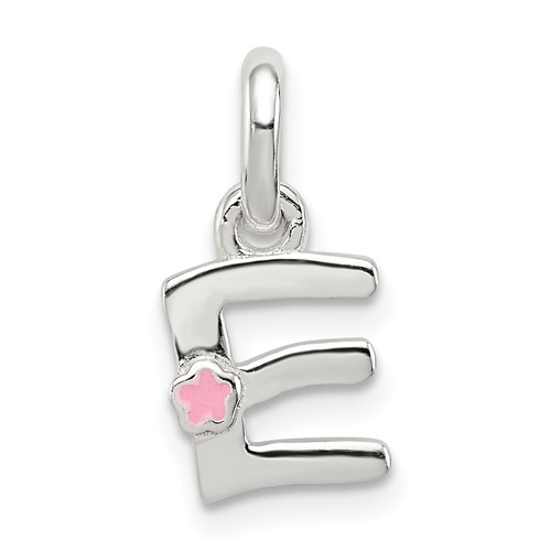 Sterling Silver Letter E Pendant with Enamel