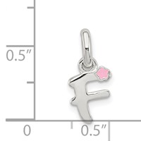 Sterling Silver Letter F Pendant with Enamel view 4